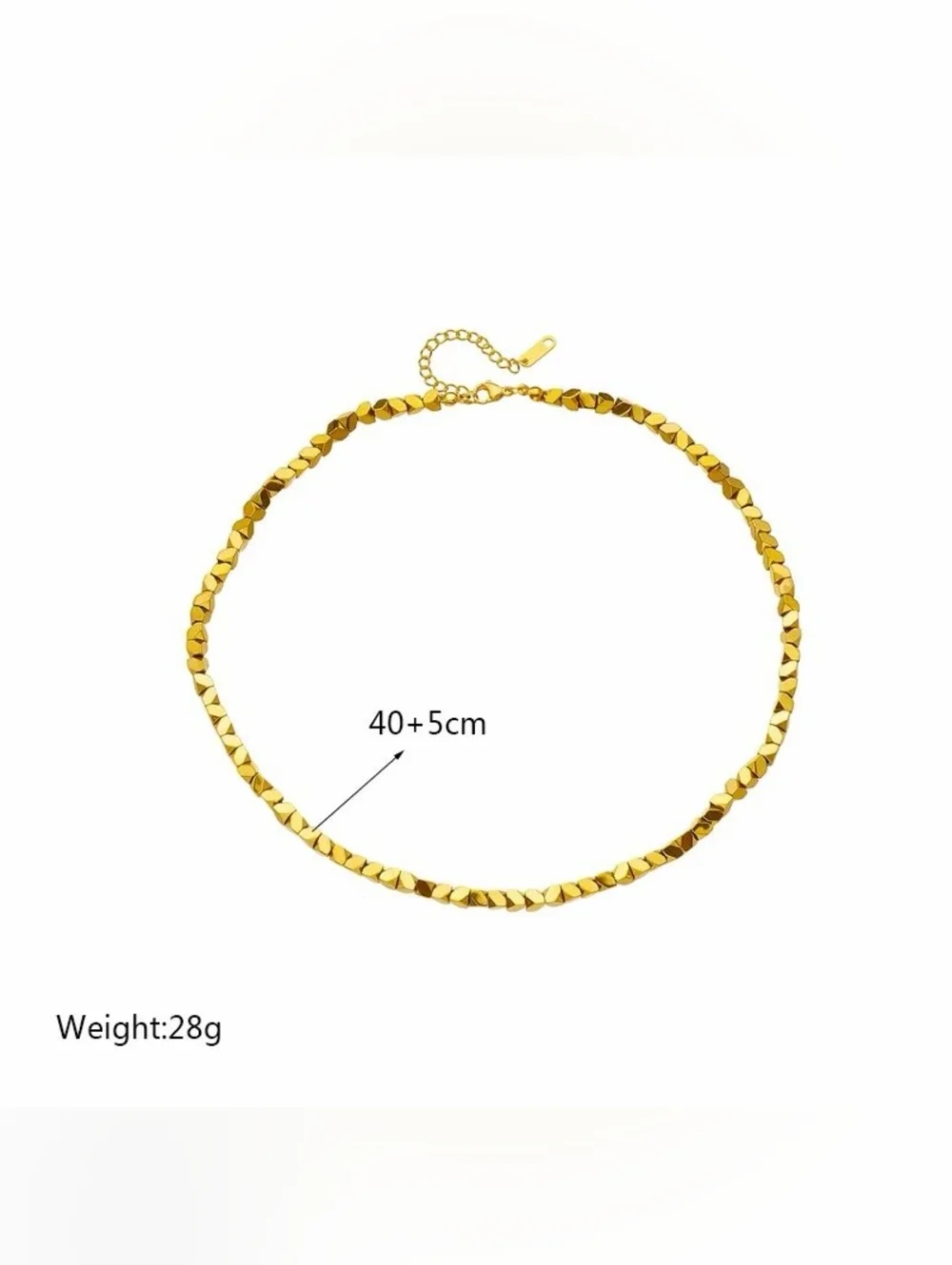 Gold Tone Faceted Beaded Necklace Quiet Luxury Style - Picture 3 of 10